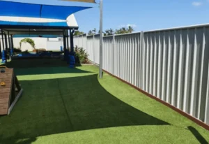 Professional white fence in residential area