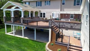 Custom deck build in two story house