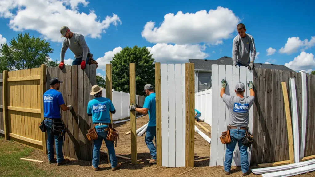 BUffalo KDfence Fence team installing Fence