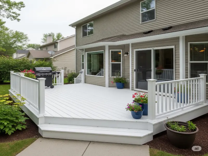 white vinyl deck in a residential home