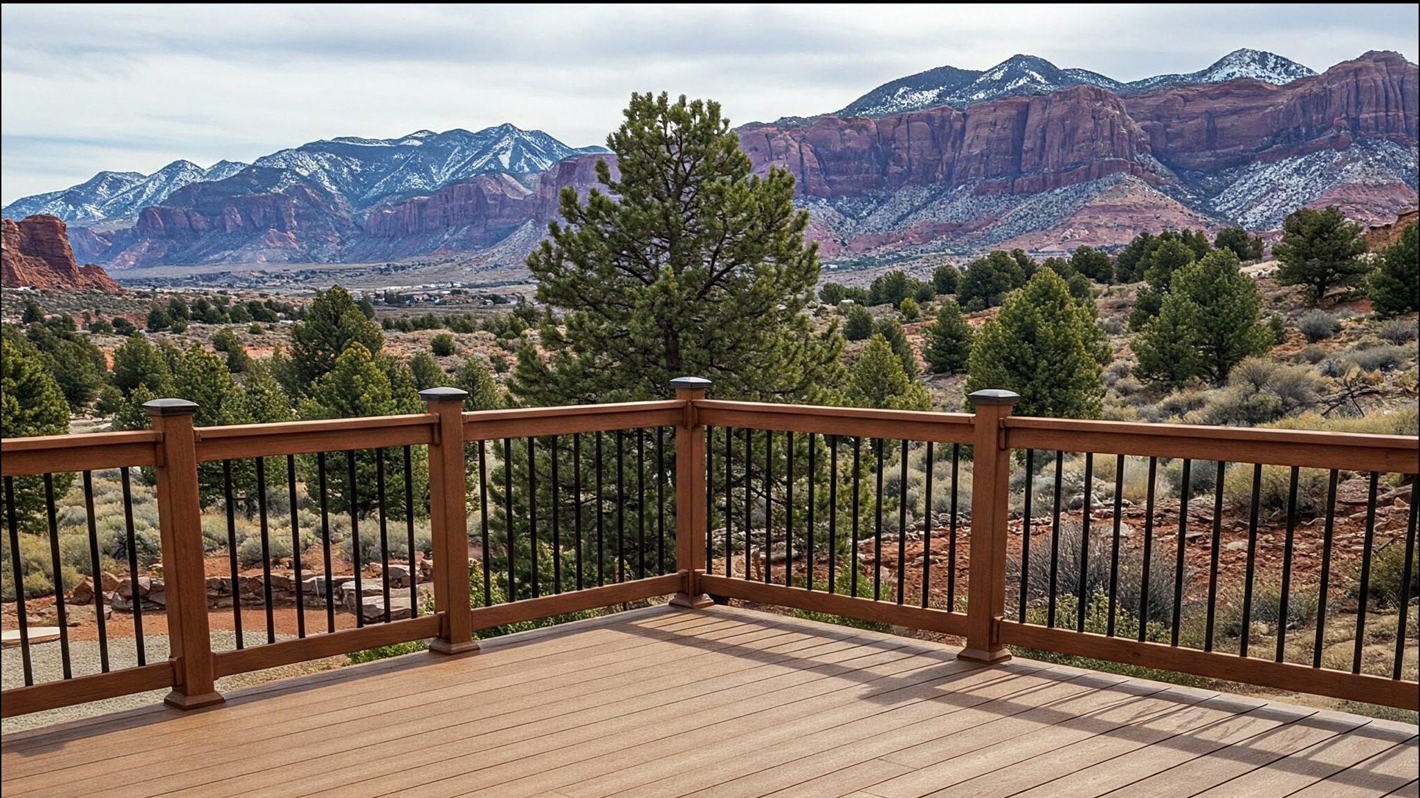 Composite decking in Utah’s climate, built to withstand extreme temperatures, snow, and sun while maintaining durability and style