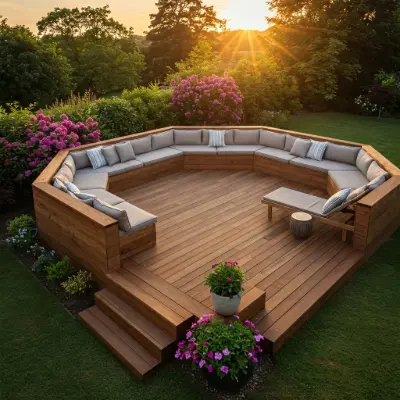 Deck with Wraparound Seating Saves Space