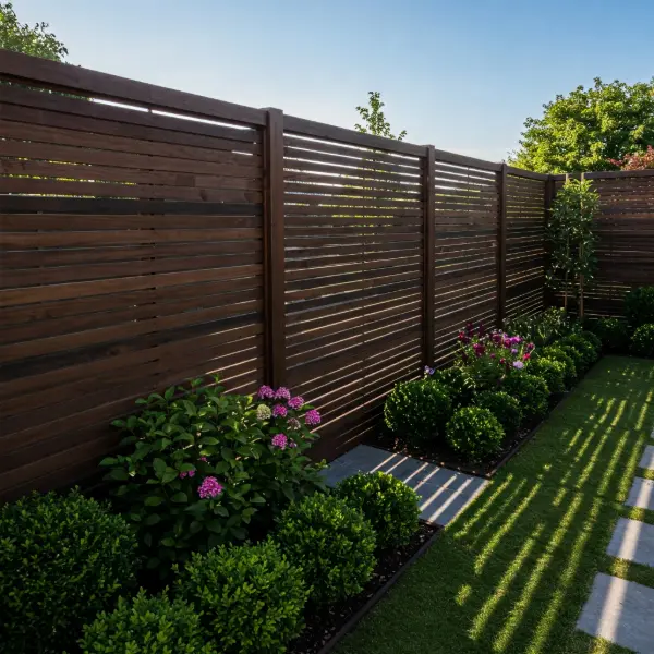 modern wood fence in residential Property