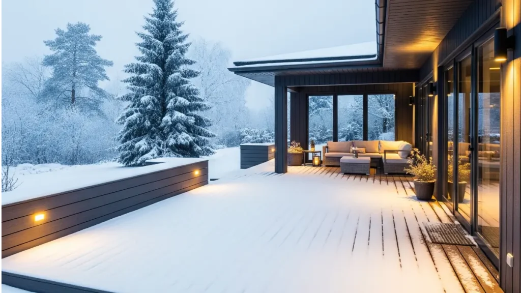 Deck built with Decking materials that can handle cold climate