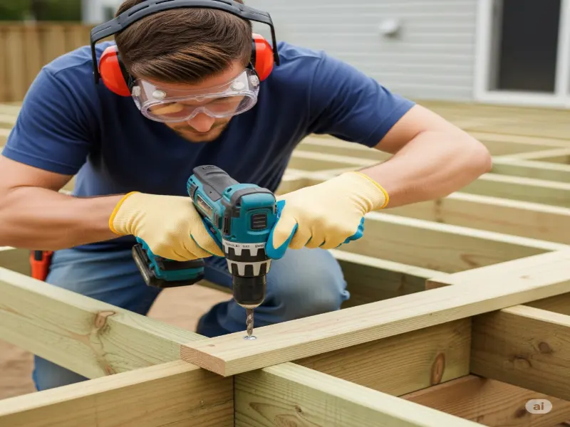 Diy decking using safety equipment