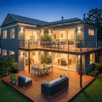 Dine on Top, Lounge Below multilevel Deck in residential place