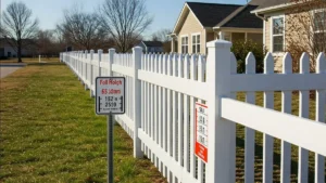 Picket fence in a residential area created allowing Fence Height Laws in that area