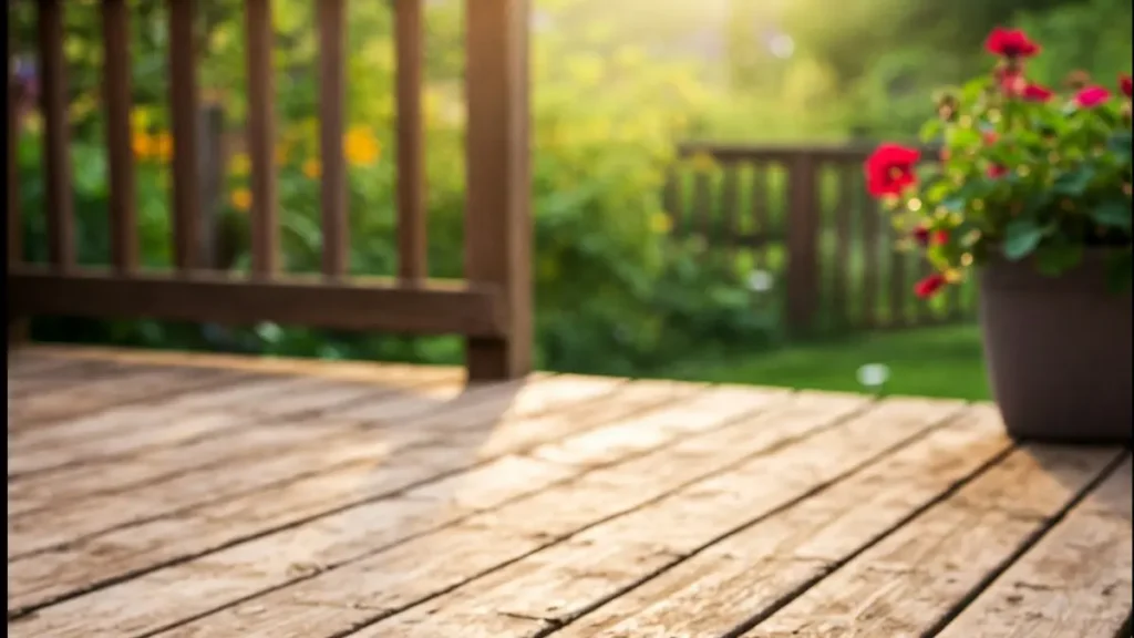 Wood deck with wood railings