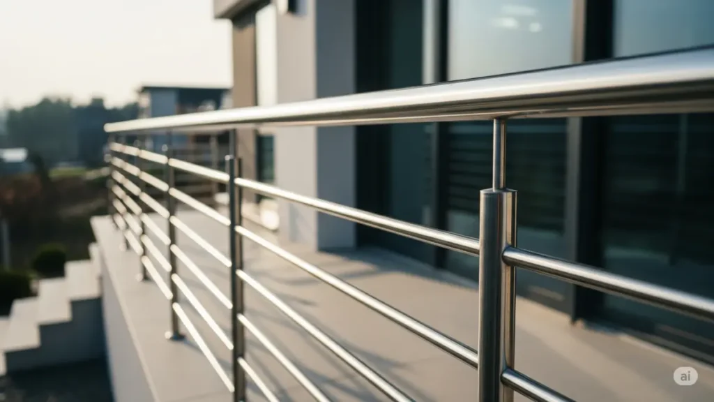 Metal railings in modern commercial property
