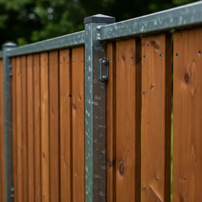 Fence with metal Frame and wood panels