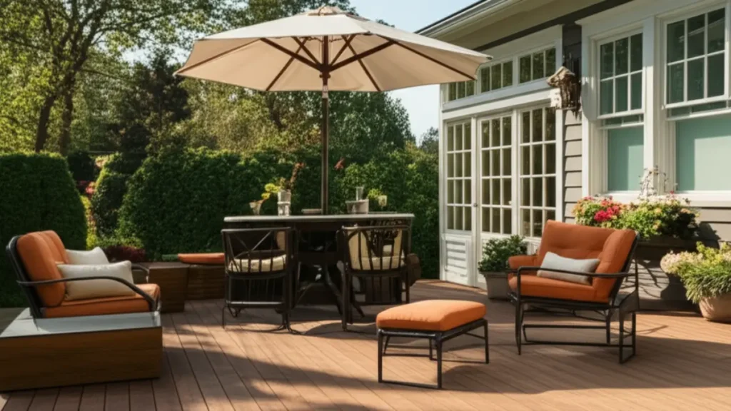 Outdoor Deck Decoration With seating and shade
