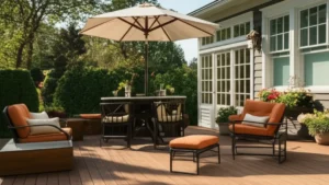 Outdoor Deck Decoration With seating and shade