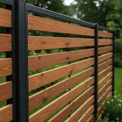 Fence with metal Frame and wood panels