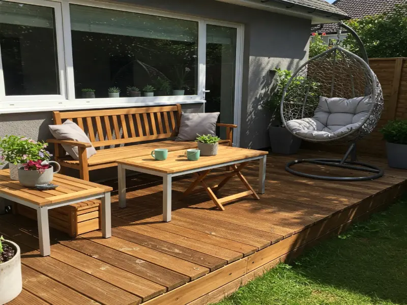 Out door furniture placed on deck