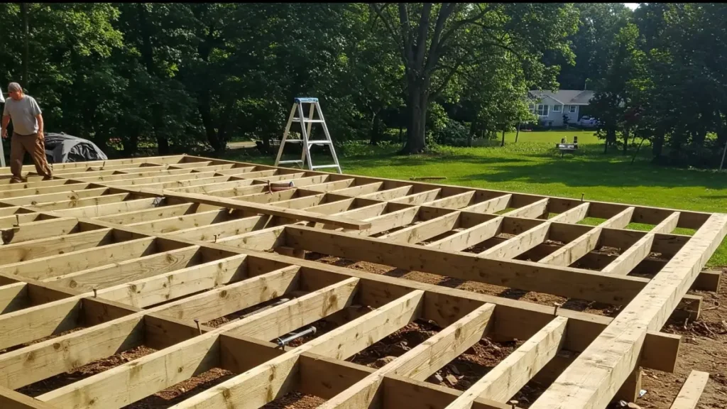 Deck Construction in a residential yard