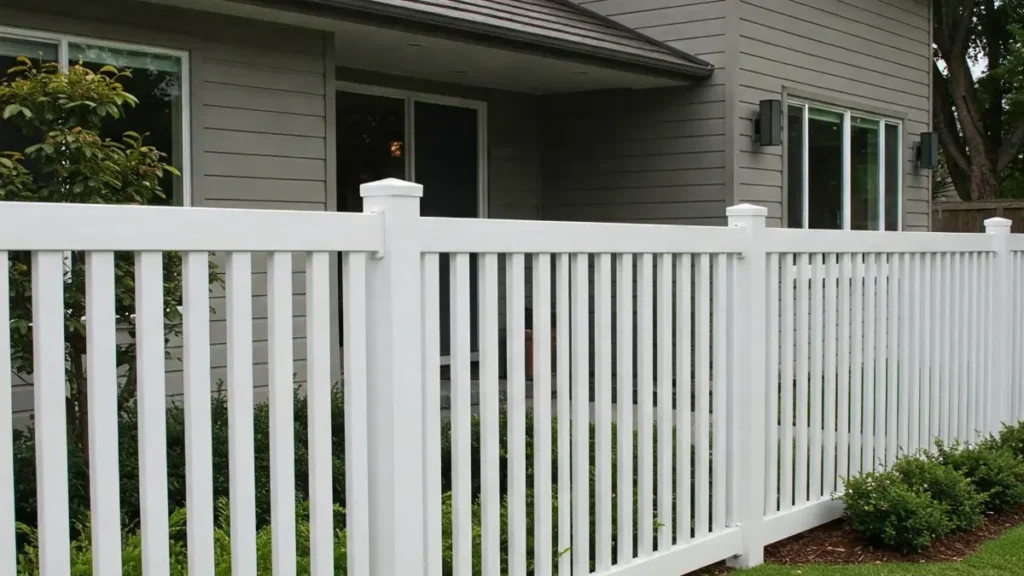 Vinyl fence around a residential house