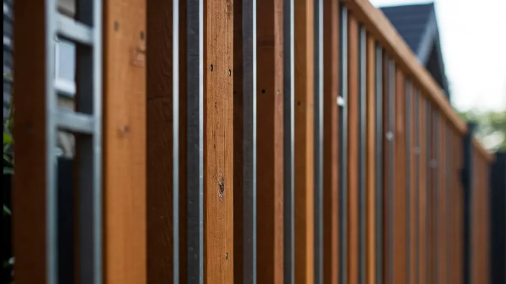 Wood and metal Mixed Residential Fence