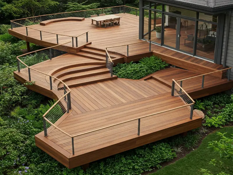 deck with high architectural beauty built in modern home