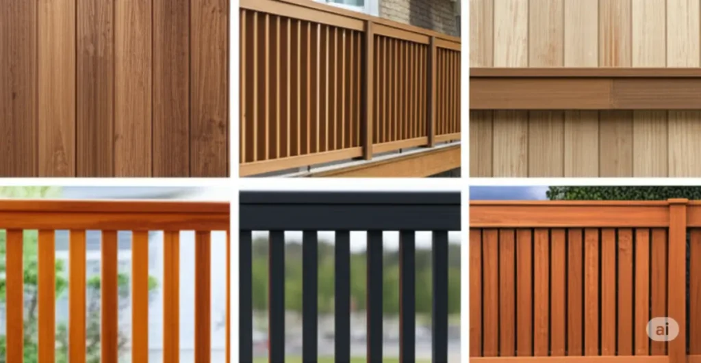 A vibrant, high-resolution collage showcasing ten distinct types of fences suitable for various homes and budgets in 2025, presented in a visually appealing 16:9 format. Each section of the collage highlights a different fencing style, such as classic wood picket, cost-effective chain link, private vinyl, natural bamboo, durable aluminum, rustic split rail, ornamental wrought iron, practical welded wire mesh, eco-friendly composite, and unique living fences. Each fence type is displayed in a setting that complements its style and intended use, without showing any faces or people. Subtle KD Fence branding elements, like a small logo on a section of fencing or a tool subtly placed nearby, are included where appropriate to connect the image to the brand. The lighting is bright and natural across all sections, ensuring each fence type's texture and aesthetic are clearly visible. The overall composition is clean and well-organized, making it easy for viewers in Sri Lanka and elsewhere to quickly grasp the variety of options available for securing and enhancing their properties.