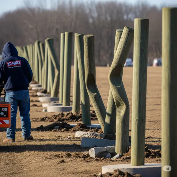 Fence posts damaged by frost heave.