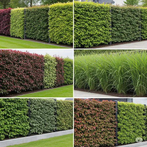 Living privacy fence. Shows a dense green hedge.