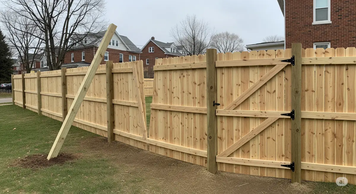 Broken wooden fence in Albany area