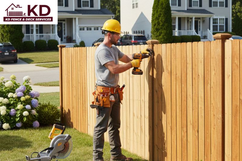 Fence Contractor Syracuse, NY installing a residential fence