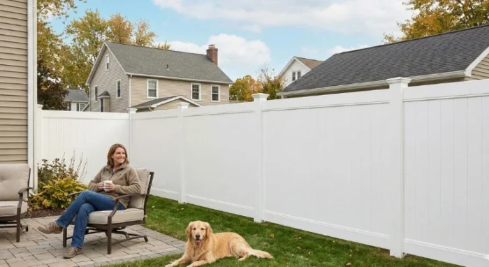 Vinyl fence installer in Syracuse NY providing professional residential fence installation